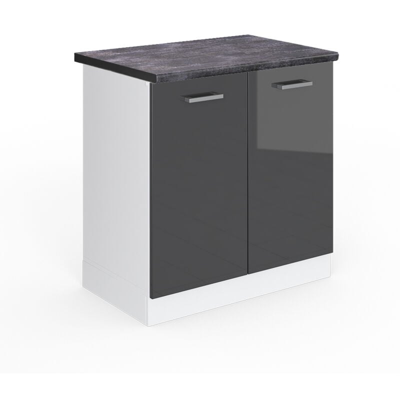 Meuble bas sous-évier R-Line, Anthracite Haute brillance, 80 cm, pt Anthracite Vicco