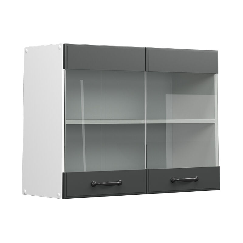 Meuble de cuisine haut vitré R-Line, Anthracite campagne, 80 cm Vicco