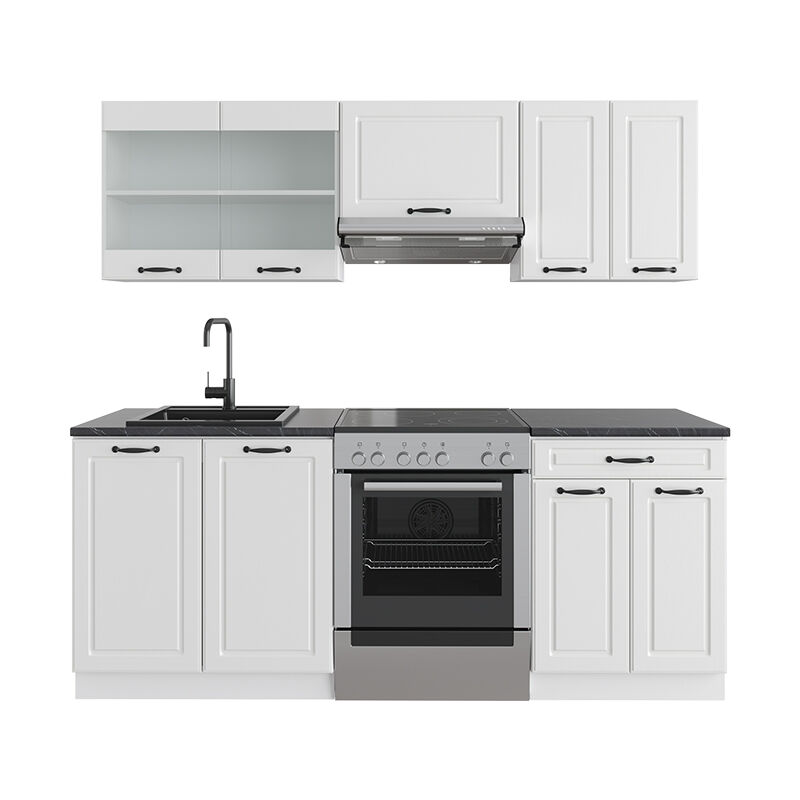 Cuisine R-Line, Blanc campagne/blanc, 200 cm sans plan de travail Vicco