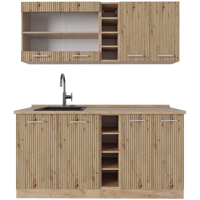 Cuisine R-Line, Chêne Artisan/Chêne doré, 160 cm, pt Chêne Vicco