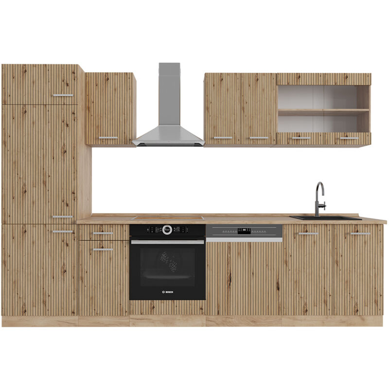 Cuisine R-Line, Chêne Artisan/Chêne doré, 300 cm, pt Chêne Vicco