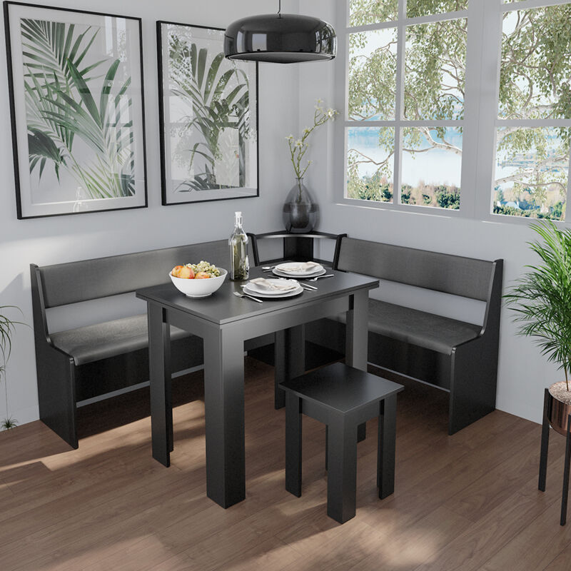 Vicco - Eckbankgruppe Roman, Schwarz, 150 X 41.5 Cm Mit Tisch