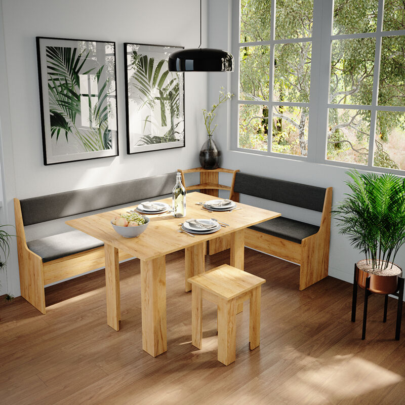 Vicco - Eckbankgruppe Roman, Goldkraft Eiche, 210 X 41.5 Cm Mit Tisch