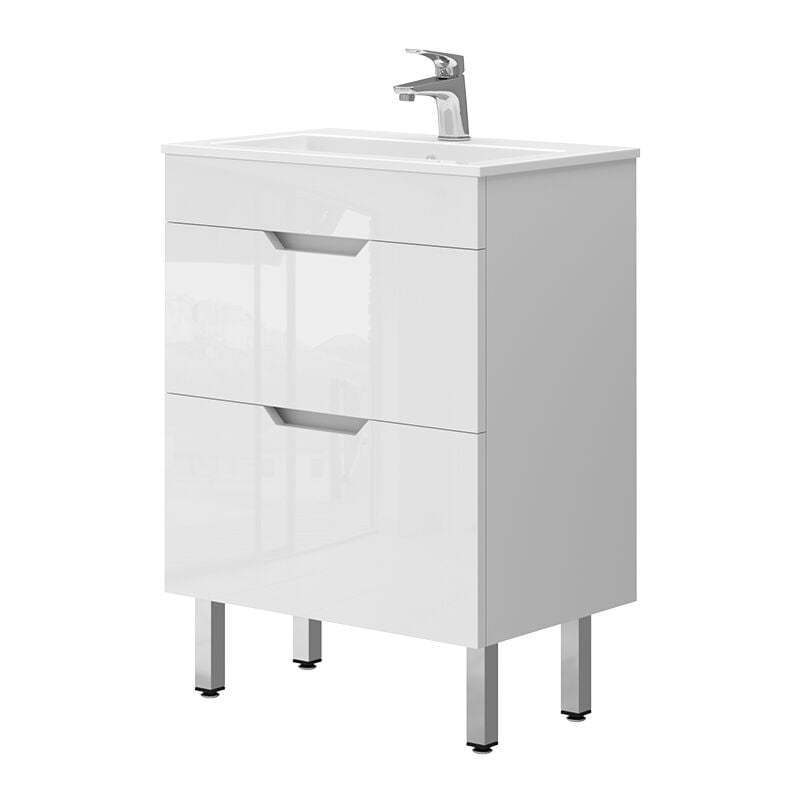 Vicco - Ensemble de meubles de salle de bain Clayton, Blanc, 2 pièces, armoire basse 60 cm