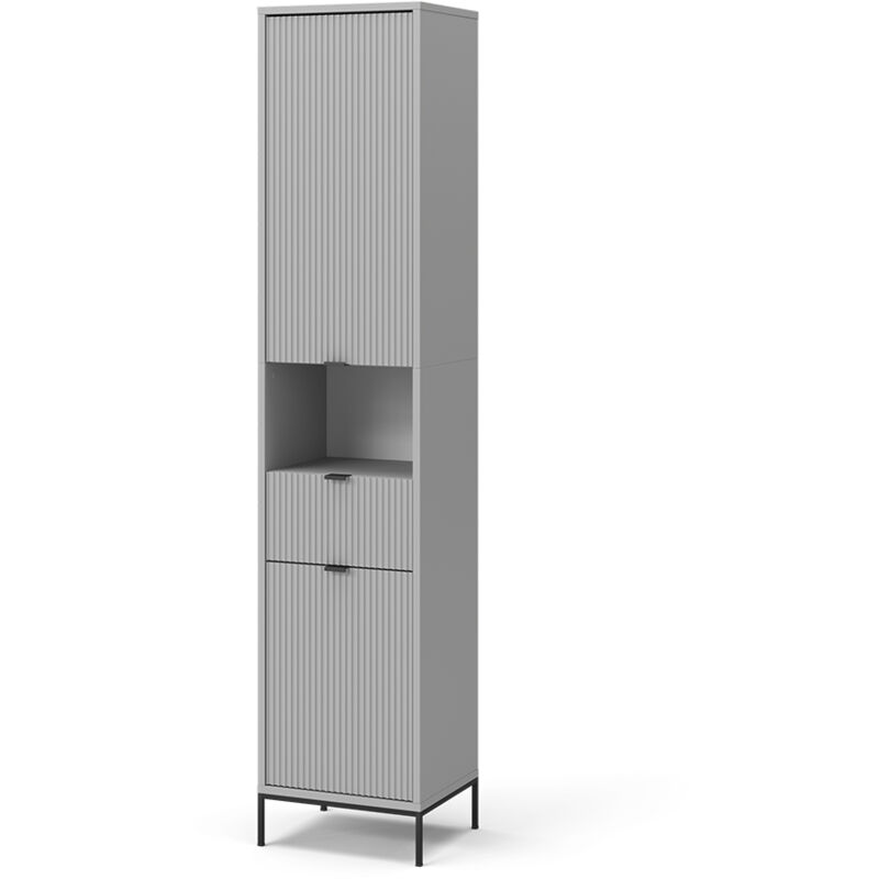 Vicco - Meuble de rangement de salle de bain Eliza, Gris, 40 x 190 cm avec portes, et tiroir