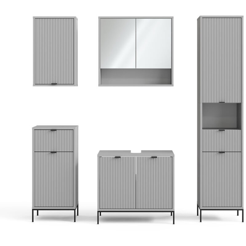 Vicco - Ensemble de meubles de salle de bain Eliza, Gris, 5 pièces