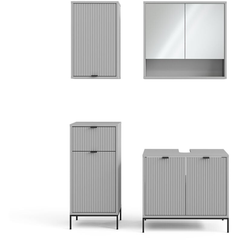 Vicco - Ensemble de meubles de salle de bain Eliza, Gris, 4 parties
