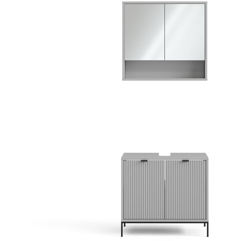 Vicco - Ensemble de meubles de salle de bain Eliza, Gris, 2 parties