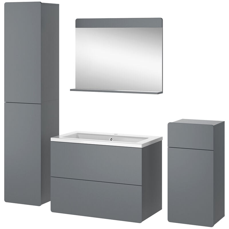 Vicco - Ensemble de meubles de salle de bain Izan, Gris, 5 pièces