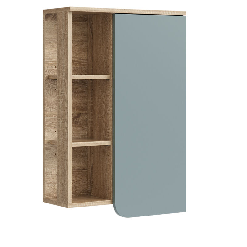 Armoire de Karen, Bleu-gris, 50 x 75 cm avec porte et compartiments ouverts Vicco