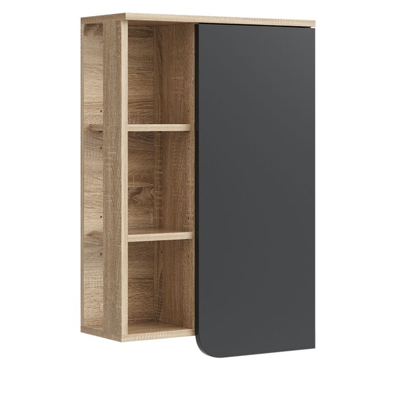 Armoire de Karen, Anthracite, 50 x 75 cm avec porte et compartiments ouverts Vicco