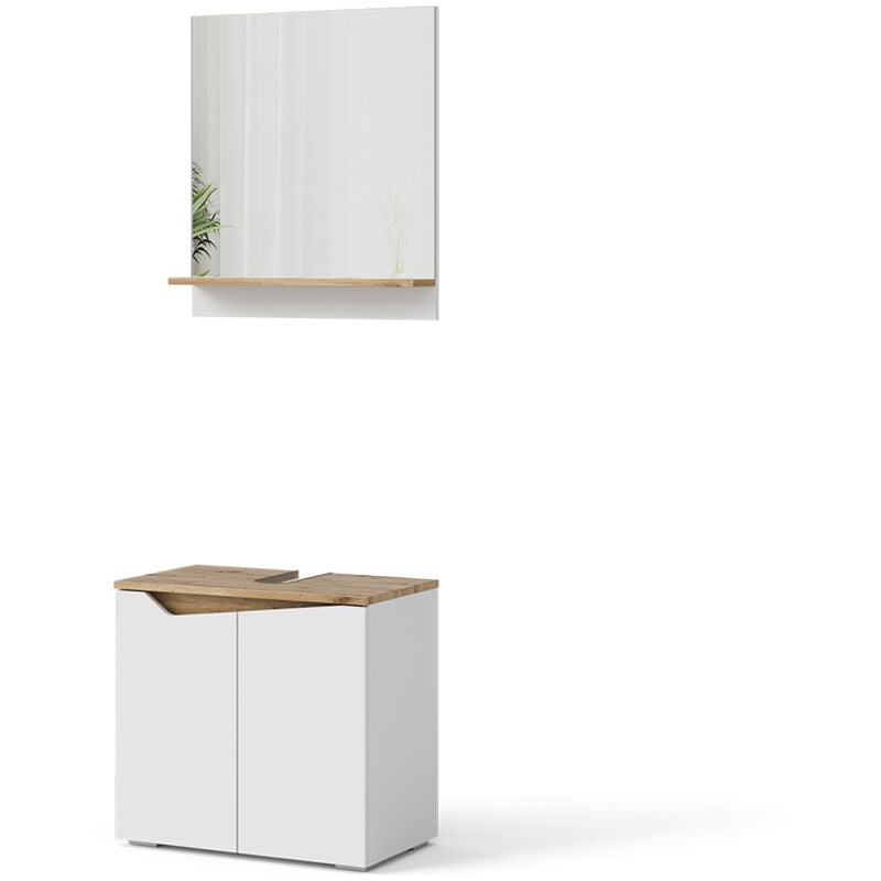 Vicco - Ensemble de meubles de salle de bain Marelle, Blanc, 2 parties