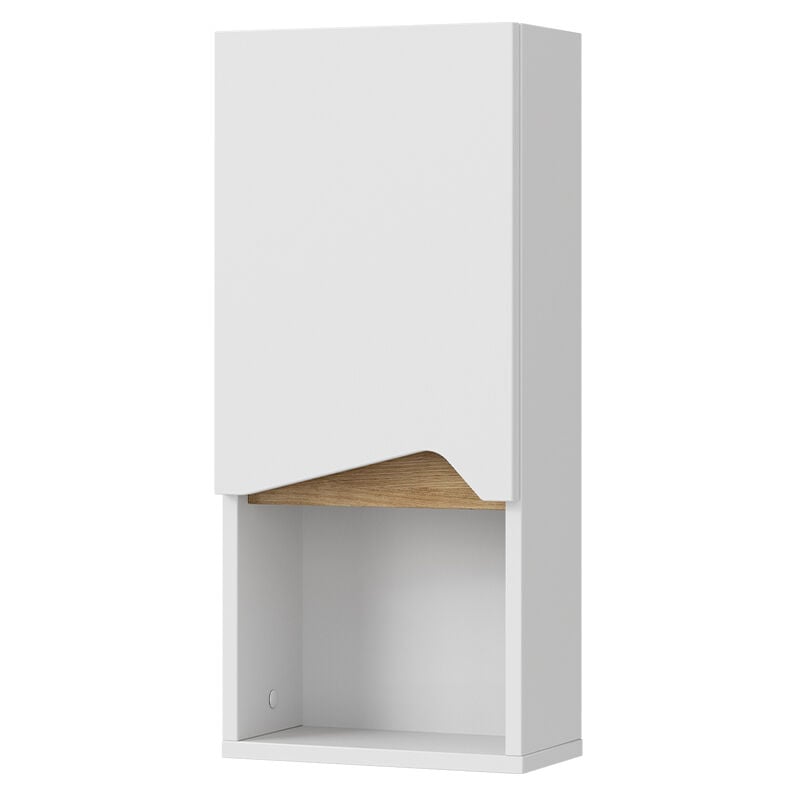 Vicco - Armoire murale de salle de bain Marelle, Blanc, 30 x 67 cm avec porte et compartiment ouvert