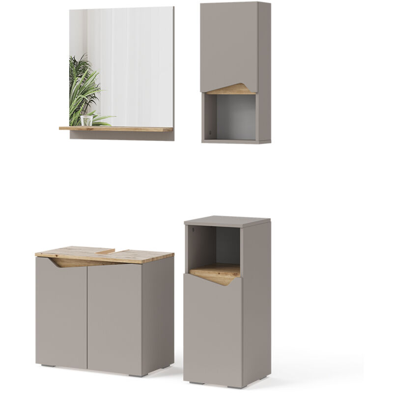 Vicco - Ensemble de meubles de salle de bain Marelle, Grège, 4 pièces