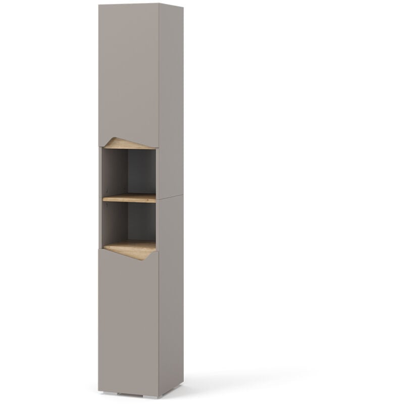 Meuble de rangement de salle de bain Marelle, Grège, 30 x 180 cm avec portes, et compartiments ouverts Vicco