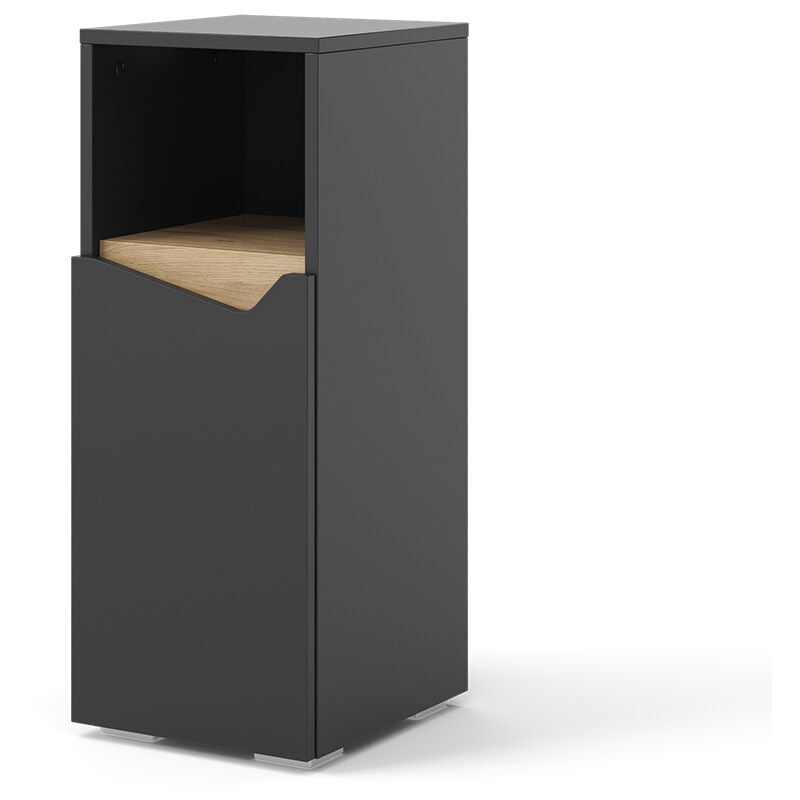 Vicco - Armoire Midischrank Marelle, Anthracite, 30 x 74.5 cm avec porte et compartiment ouvert