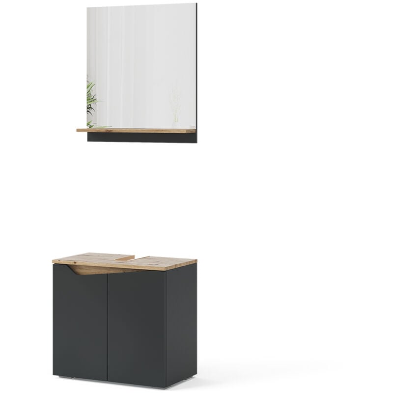 Vicco - Ensemble de meubles de salle de bain Marelle, Anthracite, 2 pièces