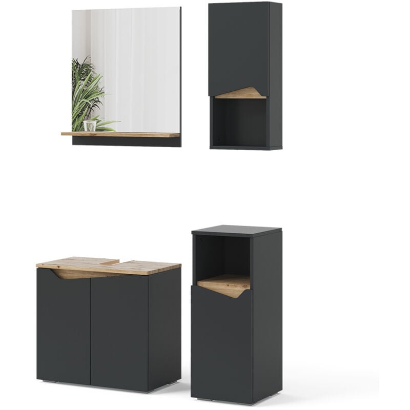 Ensemble de meubles de salle de bain Marelle, Anthracite, 4 pièces, Vicco