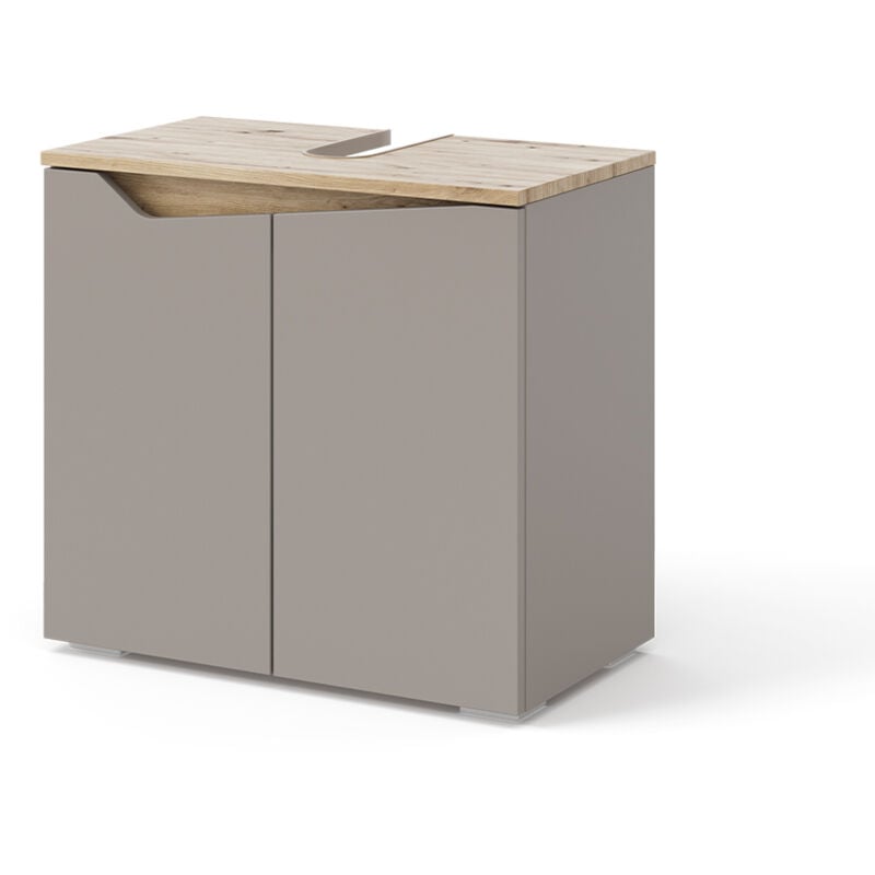 Vicco - Meuble sous vasque simple Marelle, Grège, 60 x 57.5 cm avec 2 portes