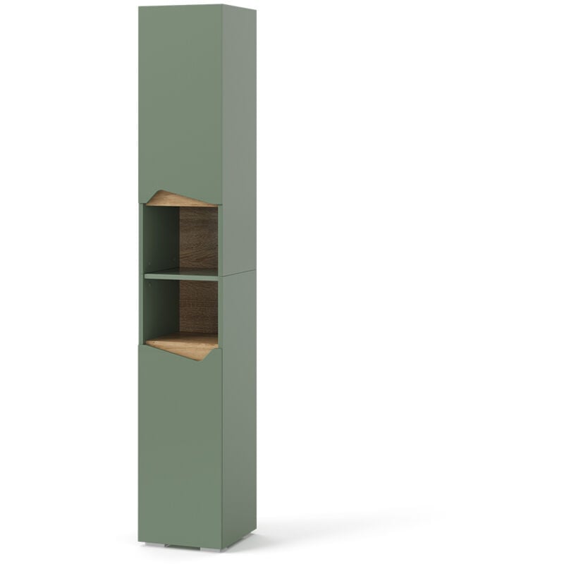 Vicco - Marelle, Vert/Artisan, 30x180cm avec portes et compartiments ouverts