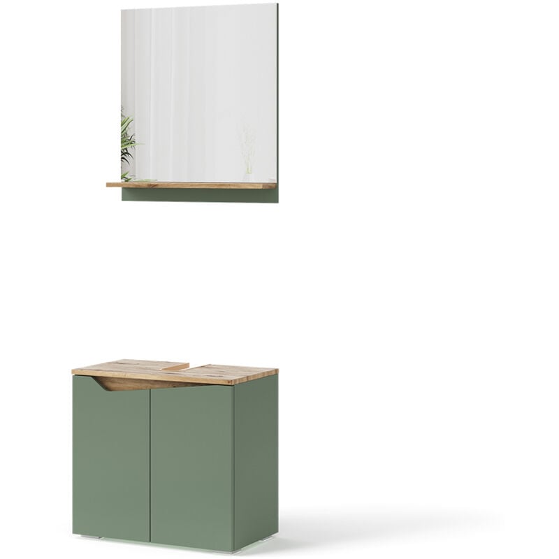Vicco - Meubles bain Marelle, Vert/Artisan, 2 pièces
