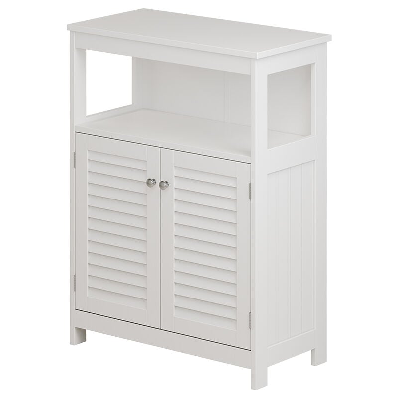 Vicco - Meuble de rangement de salle de bain Riad, Blanc, 60 x 80 cm avec portes et compartiment ouvert