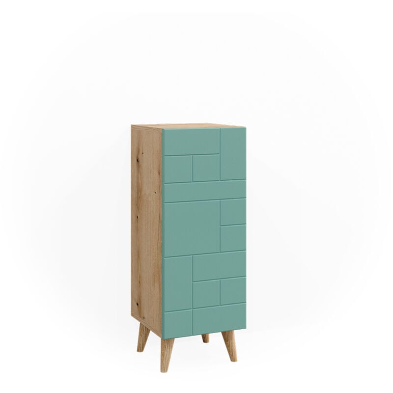 Vicco - Meuble de rangement de salle de bain Rudi, Vert menthe, 30.3 x 80.3 cm avec porte