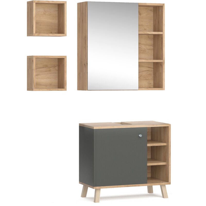 Vicco - Ensemble de meubles de salle de bain Senyo, Anthracite, 3 parties