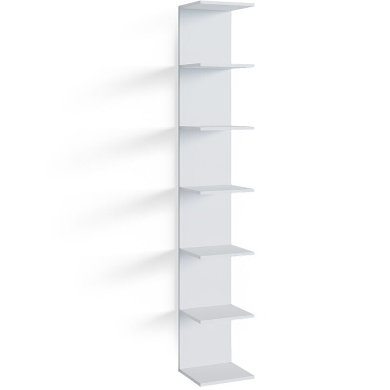 Tagère murale pour chambre d'enfant Paolo, Blanc, 30 x 190 cm avec 6 compartiments ouverts Vicco