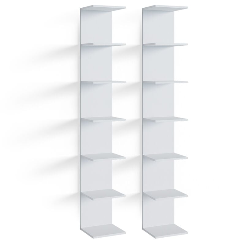 Vicco - tagère Paolo, Blanc, 30 x 190 cm Lot de 2