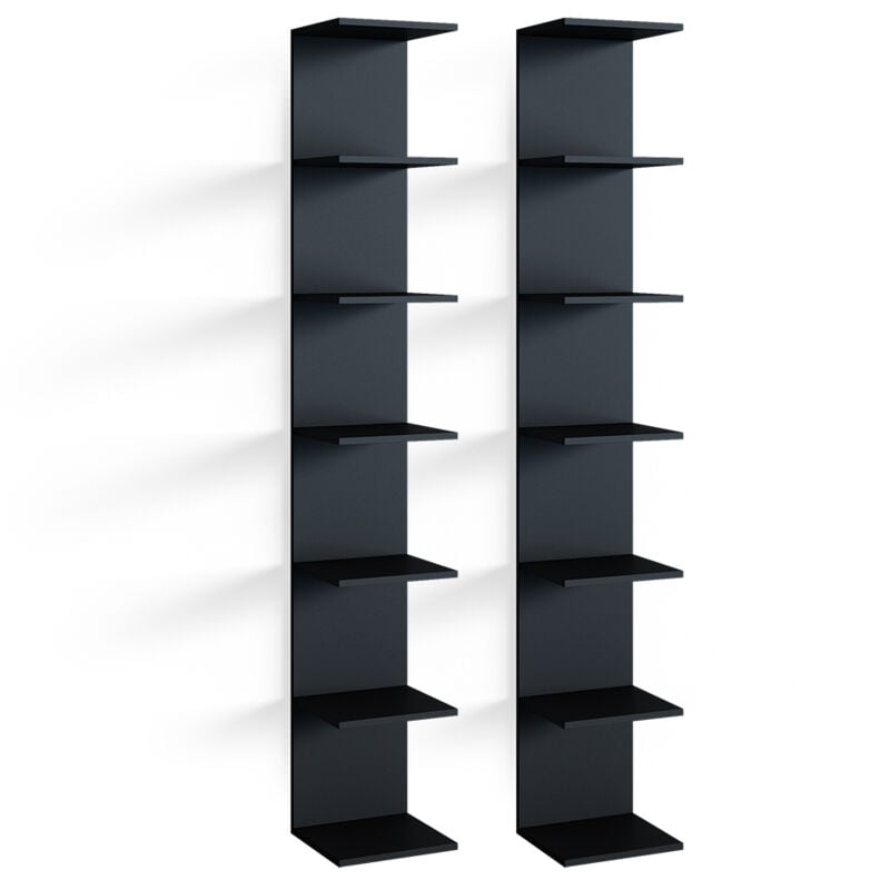 Vicco - tagère Paolo, Noir, 30 x 190 cm ouvert