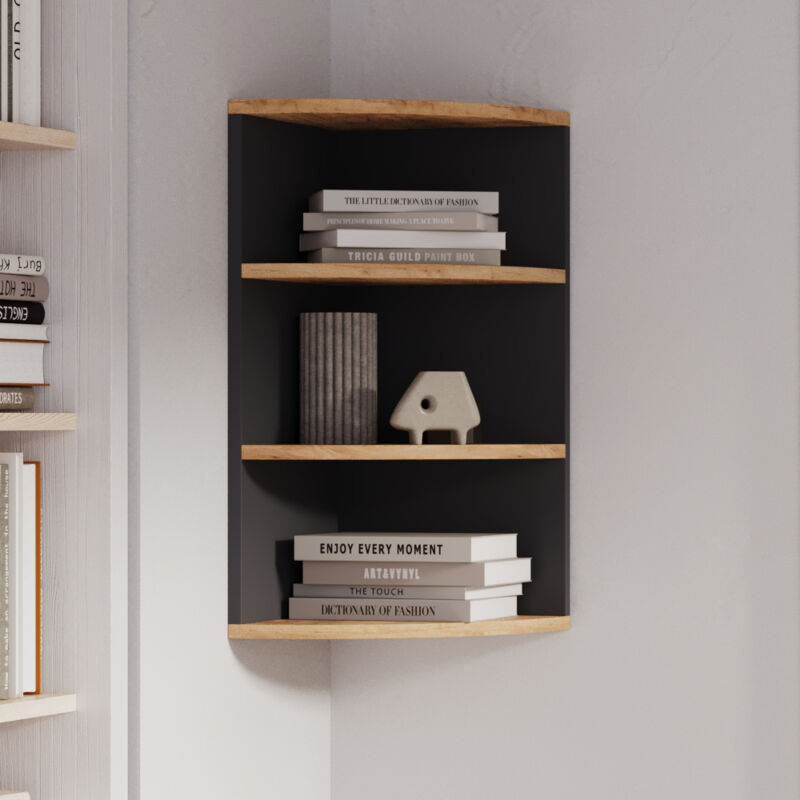 Vicco - tagère d'angle Ecki, Anthracite/chêne doré, 30x60cm