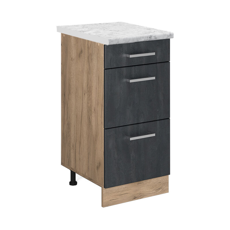 Vicco - Meuble cuisine R-Line, Béton noir, 40cm pt Marbre