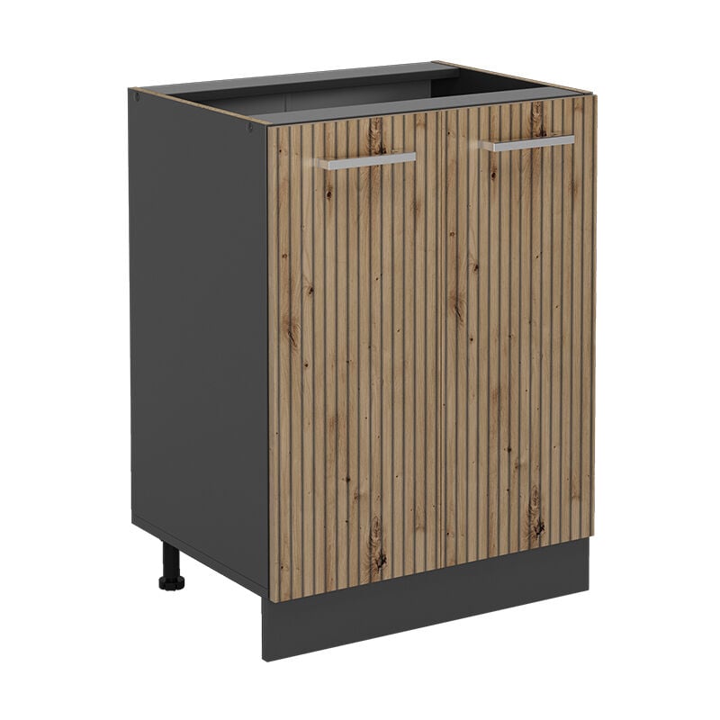 Meuble bas de cuisine R-Line, Chêne Artisan, 60 cm sans plan de travail Vicco