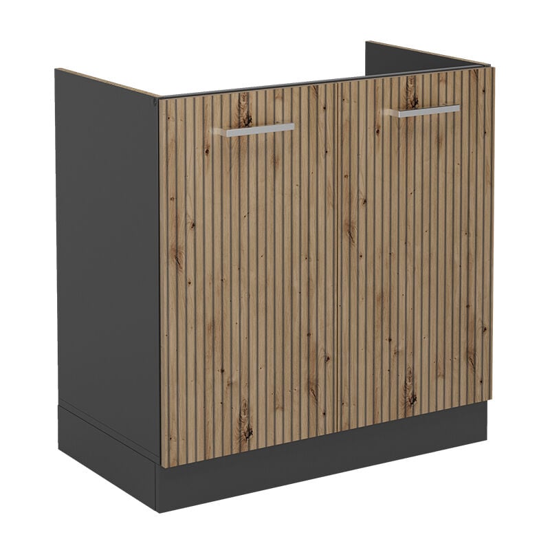 Meuble bas sous-évier R-Line, Chêne Artisan, 80 cm sans plan de travail Vicco