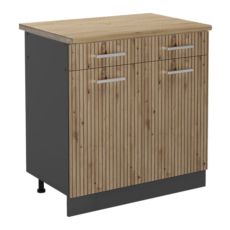 Vicco - Meuble cuisine R-Line, Chêne Artisan, 80 cm, pt Chêne