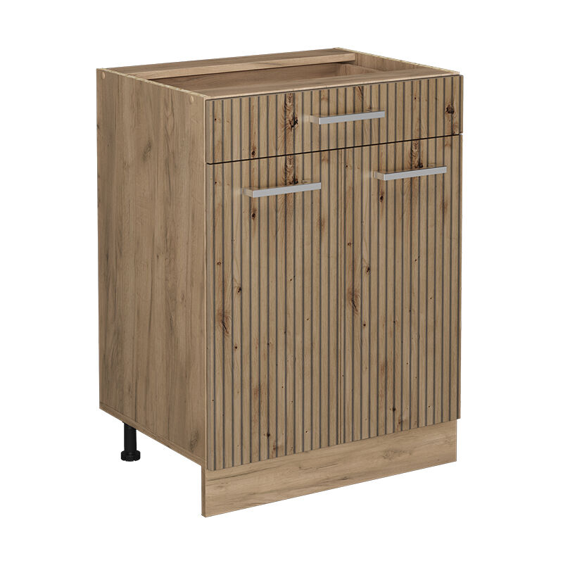 Meuble cuisine R-Line, Chêne Artisan, 60 cm avec tiroir, sans plan de travail Vicco