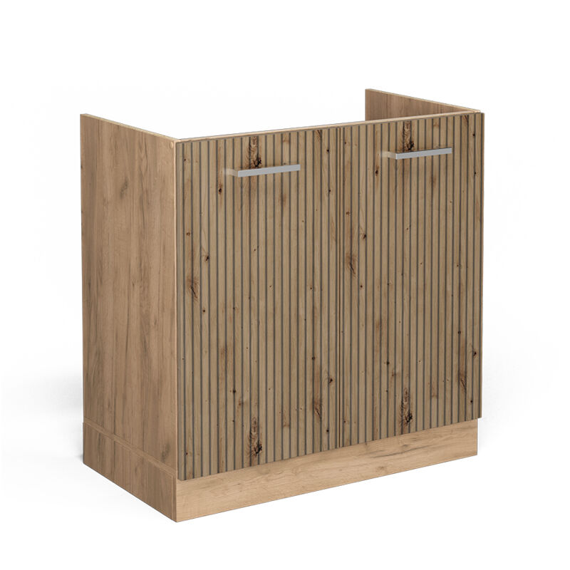 Meuble bas sous-évier R-Line, Chêne Artisan, 80 cm sans plan de travail Vicco