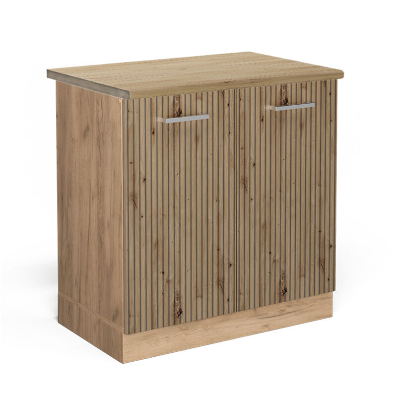 Meuble bas sous-évier R-Line, Chêne Artisan, 80 cm, pt Chêne Vicco