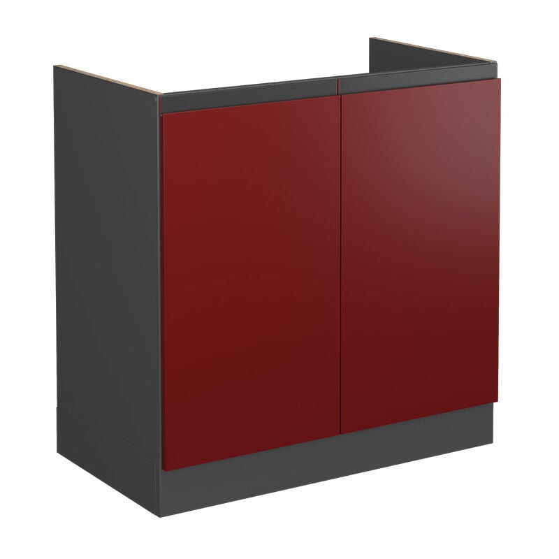 Meuble bas sous-évier R-Line, Rouge, 80 cm J-Shape, sans plan de travail Vicco