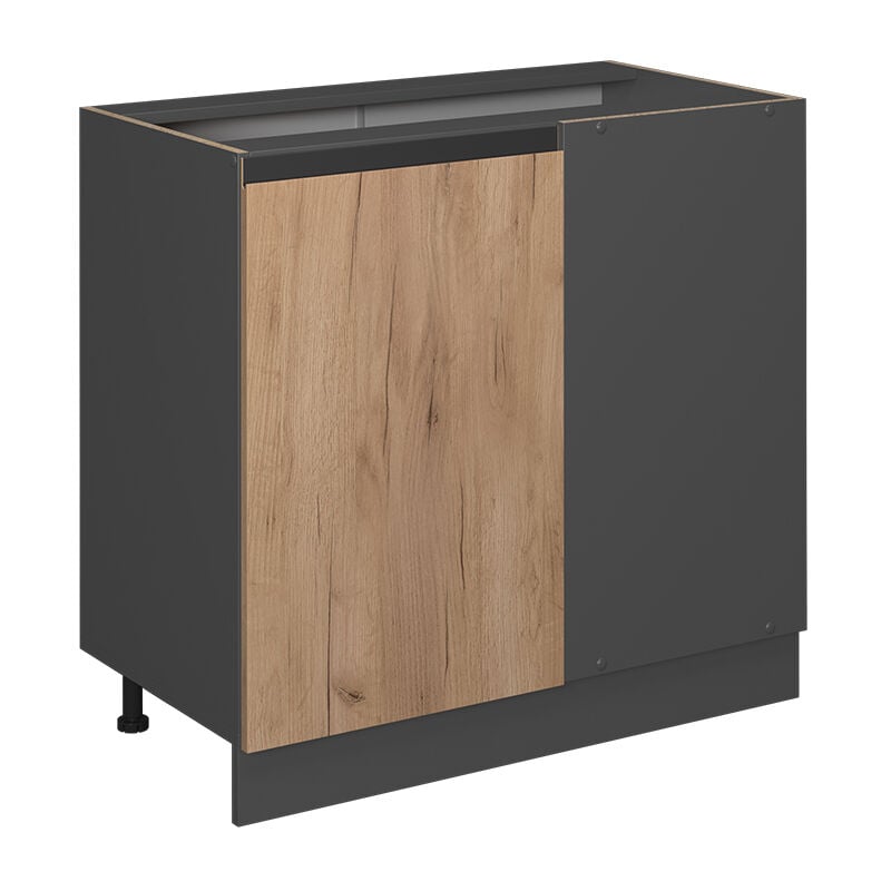 Meuble d'angle R-Line, Chêne de force doré, 86 cm J-Shape, sans plan de travail Vicco