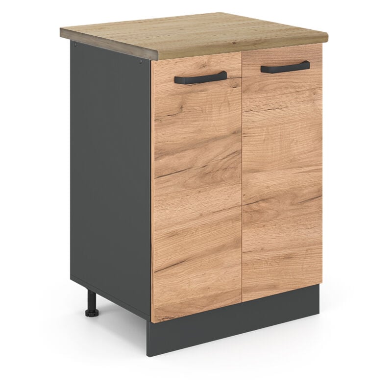 Vicco - Meuble bas de cuisine R-Line, Chêne de force doré, 60 cm, pt Chêne