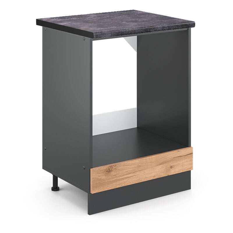 Meuble pour four R-Line, Chêne de force doré, 60 cm, pt Anthracite Vicco