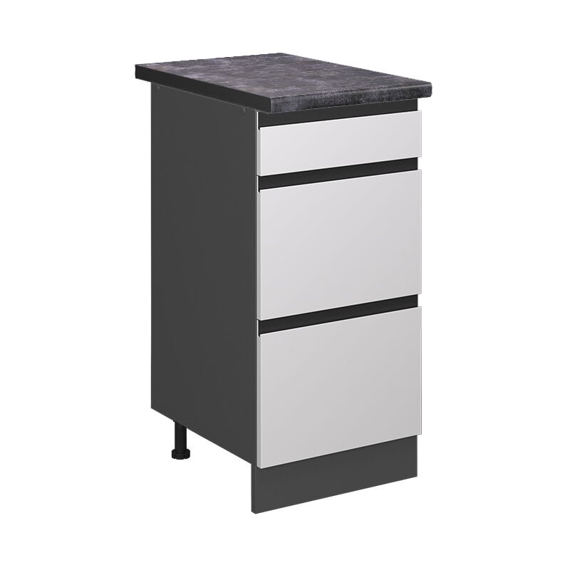 Meuble cuisine R-Line, Blanc, 40 cm avec tiroirs, pt Anthracite Vicco