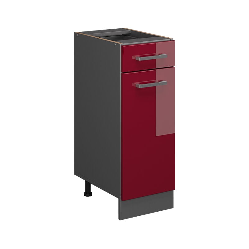 Meuble cuisine R-Line, Rouge bordeaux Haute brillance, 30 cm sans plan de travail Vicco