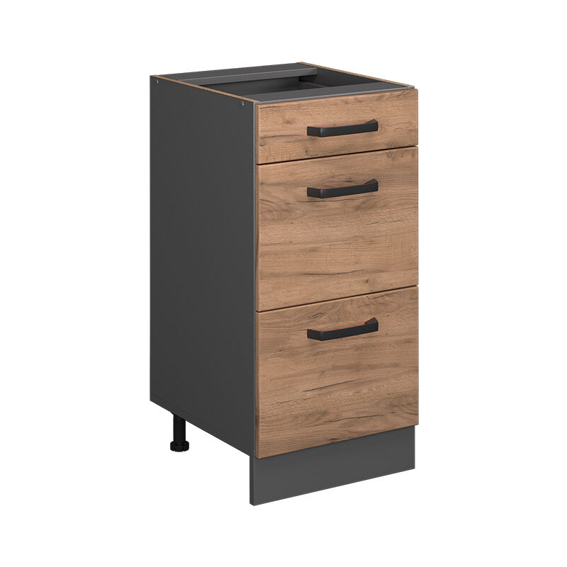 Meuble cuisine R-Line, Chêne de force doré, 40 cm avec tiroirs, sans plan de travail Vicco