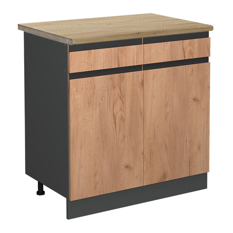 Vicco - Meuble cuisine R-Line, Chêne de force doré, 80 cm, pt Chêne