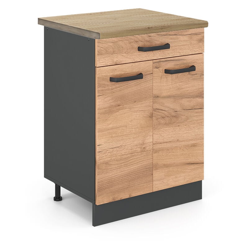 Meuble bas de cuisine R-Line, Chêne de force doré, 60 cm, ap chêne Vicco