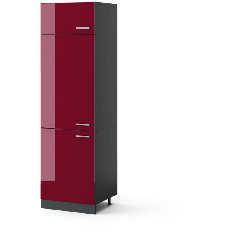 Armoire pour frigo R-Line, Rouge bordeaux Haute brillance, 60 cm, Vicco