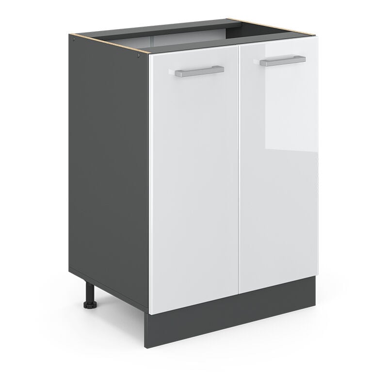 Meuble bas de cuisine R-Line, Blanc Haute brillance, 60 cm sans plan de travail Vicco